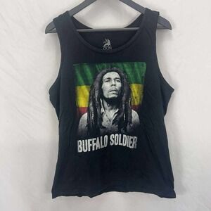 Vintage Bob Marley‎ Black Shirt Buffalo Soldier Tank Top Size Large EUC Jamaica
